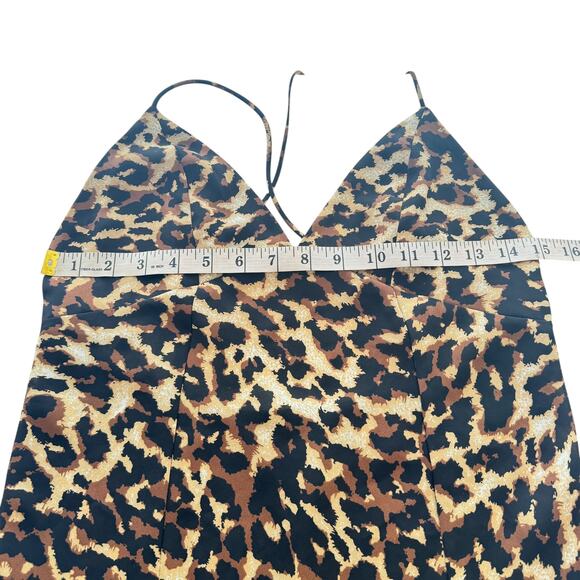Endless Summer Harper Slip Dress Midi Leopard Open Back Slit Semi-Sheer Small S - Picture 13 of 15